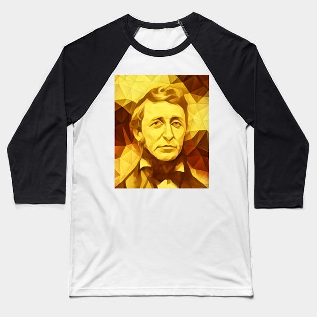 Henry David Thoreau Golden Portrait | Henry David Thoreau Artwork 11 Baseball T-Shirt by JustLit